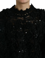 Dolce & Gabbana schwarzer Paillettenpullover