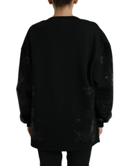 Schwarzer Pullover von Dolce & Gabbana mit floralem Logo-Applikations