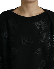 Schwarzer Pullover von Dolce & Gabbana mit floralem Logo-Applikations
