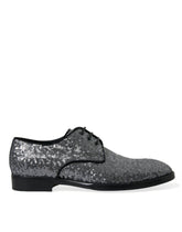 Chaussures habillées Derby pour homme Dolce & Gabbana argentées à paillettes et lacets