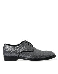 Chaussures habillées Derby pour homme Dolce & Gabbana argentées à paillettes et lacets