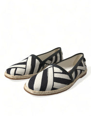 Dolce & Gabbana Espadrilles en toile rayée noire beige MONDELLO Chaussures