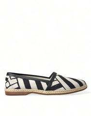 Dolce & Gabbana Espadrilles en toile rayée noire beige MONDELLO Chaussures