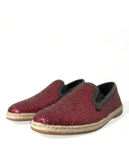 Mocassins à paillettes rouges Dolce & Gabbana pour hommes