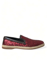 Mocassins à paillettes rouges Dolce & Gabbana pour hommes