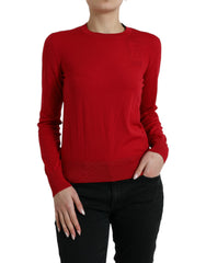 Dolce & Gabbana roter Strickpullover aus Wolle mit Rundhalsausschnitt