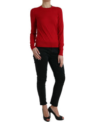 Dolce & Gabbana roter Strickpullover aus Wolle mit Rundhalsausschnitt