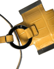 Porte-clés cordon en cuir de crocodile jaune imprimé logo Dolce & Gabbana