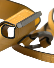 Porte-clés cordon en cuir de crocodile jaune imprimé logo Dolce & Gabbana