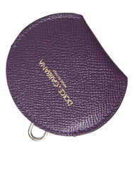Porte-miroir rond en cuir de veau violet Dolce & Gabbana avec logo