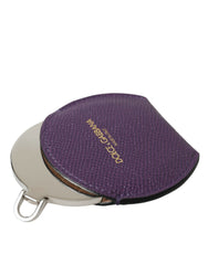 Porte-miroir rond en cuir de veau violet Dolce & Gabbana avec logo