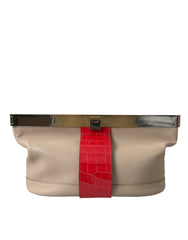 Pochette Balenciaga en cuir exotique bicolore beige et rouge