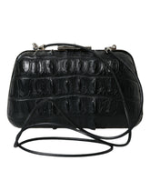Sac bandoulière Balenciaga en cuir exotique noir, pochette rigide