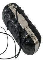 Balenciaga Schwarze Schulter-Crossbody-Clutch aus exotischem Leder