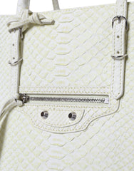 Sac cabas Balenciaga en cuir exotique blanc et jaune, modèle Paper