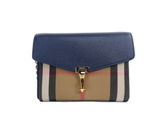 Sac bandoulière Burberry Macken petit modèle Regency en cuir à carreaux bleus House Check