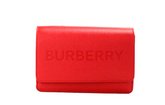 Sac bandoulière Burberry Hampshire petit modèle rouge à logo en relief en cuir lisse