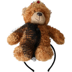 Diadème Dolce & Gabbana Ours en peluche marron Couronne de cristaux dorés