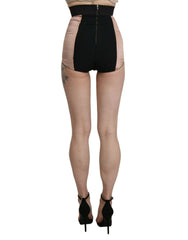 Dolce & Gabbana Beige Seiden-Mini-Hotpants mit hohem Bund