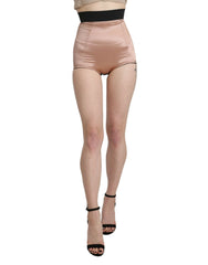 Dolce & Gabbana Beige Seiden-Mini-Hotpants mit hohem Bund