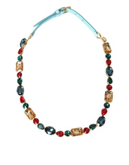 Ceinture Dolce & Gabbana en cuir bleu clair avec chaîne en cristal