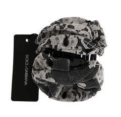 Pince à cheveux Dolce & Gabbana en dentelle florale noire et blanche ornée de cristaux