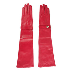 Gants Cavalli Class en cuir d'agneau rouge pour femmes