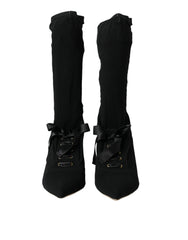 Dolce & Gabbana Schwarze Stiletto-Stiefel mit mittelhohem Schaft