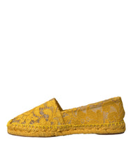 Mocassins plats en dentelle espadrilles jaunes Taormina de Dolce & Gabbana