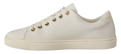 Dolce & Gabbana Sneaker aus weißem Leder mit goldenem und rotem Herz