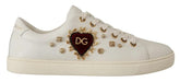 Dolce & Gabbana Sneaker aus weißem Leder mit goldenem und rotem Herz