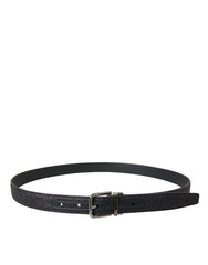 Ceinture Dolce & Gabbana en cuir noir pailleté avec boucle argentée