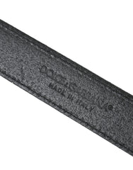 Ceinture Dolce & Gabbana en cuir noir pailleté avec boucle argentée