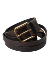 Ceinture femme Dolce & Gabbana en cuir marron foncé avec boucle en métal doré