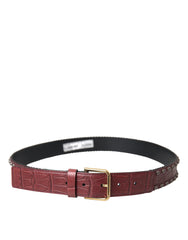 Ceinture Dolce & Gabbana en cuir d'alligator marron avec boucle en métal cloutée