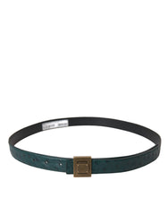 Ceinture Dolce & Gabbana en cuir vert foncé avec boucle carrée en métal