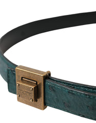 Ceinture Dolce & Gabbana en cuir vert foncé avec boucle carrée en métal