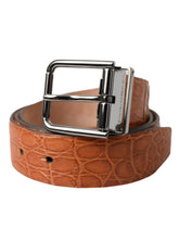 Ceinture Dolce & Gabbana en cuir exotique marron avec boucle en métal argenté