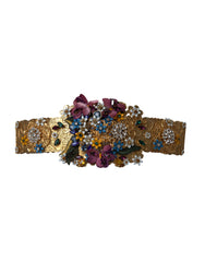 Ceinture large Dolce & Gabbana multicolore ornée de cristaux et de fleurs