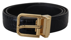 Ceinture Dolce & Gabbana en cuir exotique noir avec boucle en métal doré