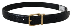 Ceinture Dolce & Gabbana en cuir exotique noir avec boucle en métal doré