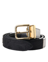 Ceinture Dolce & Gabbana patchwork noir et blanc avec boucle en métal doré