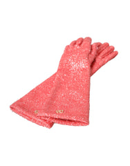 Gants mi-longs Dolce & Gabbana Fantasia en lurex rose