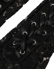 Gants Dolce & Gabbana Taormina noirs en dentelle, longueur coude