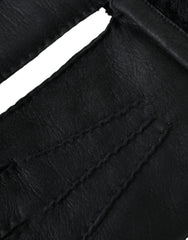 Gants courts en cuir noir et fourrure Dolce & Gabbana
