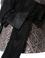 Dolce & Gabbana Fischerhut aus schwarzem und grauem gemustertem Leder