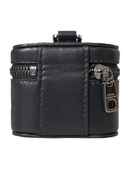 Dolce & Gabbana Schwarze DG Logo Leder Silberne Metall AirPods Hülle