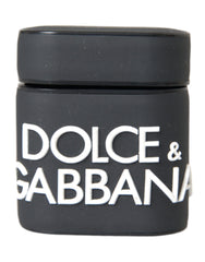 Dolce & Gabbana AirPods-Hülle aus schwarzem und weißem Silikon mit geprägtem Logo