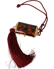 Trousse à maquillage Dolce & Gabbana marron léopard avec mini miroir et pompon