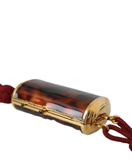 Trousse à maquillage Dolce & Gabbana marron léopard avec mini miroir et pompon